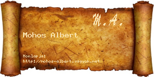 Mohos Albert névjegykártya